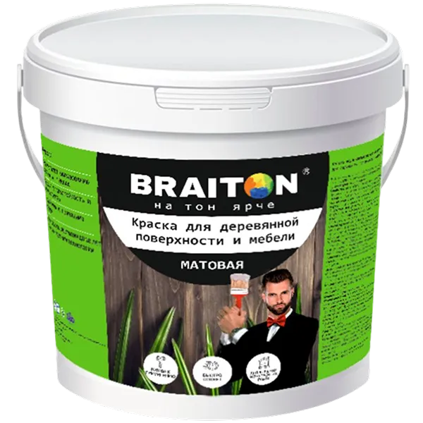Краска для деревянной поверхности и мебели МАТОВАЯ Braiton Paint акриловая ВД