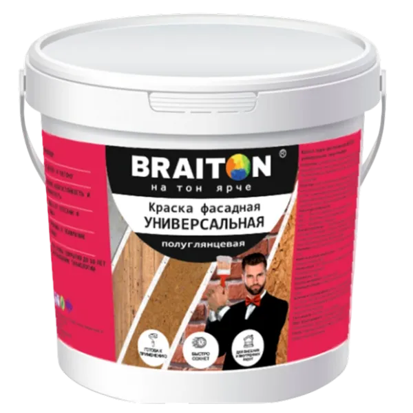 Краска УНИВЕРСАЛЬНАЯ фасадная полуглянцевая Braiton Paint акриловая ВД