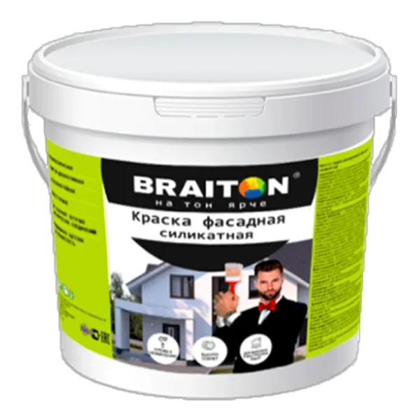 Краска СИЛИКАТНАЯ фасадная Braiton Paint акриловая ВД